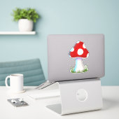 Kleine paddenstoel sticker (Laptop op bureau)