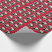 Kleine papieren rode achtergrond met kleine pannen cadeaupapier (Hoek)