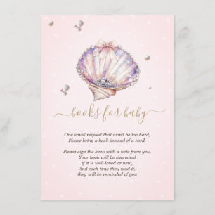 Kleine parel schelpen diamanten stippen baby showe informatiekaartje