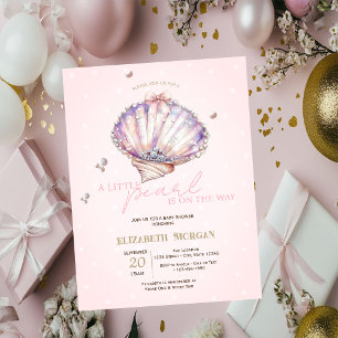 Kleine parel schelpen diamanten stippen baby showe kaart