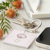 Kleine parel schelpen diamanten stippen baby showe sleutelhanger (Voorkant Rechts)