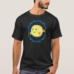 Kleine pekelvis die lacht in de viscirkel t-shirt