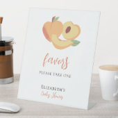 Kleine perzik Baby shower gunsten teken schattig f Reclamebord Met Voetstuk (Insitu)