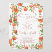 Kleine perzik is op weg naar Baby shower Kaart (Voorkant / Achterkant)