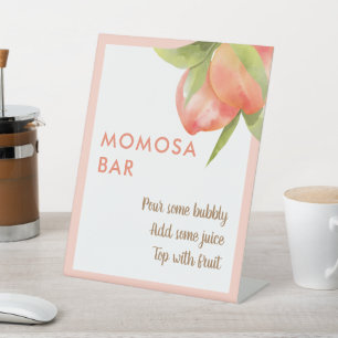 Kleine Perzik Meisje Baby Shower Momosa Bar Reclamebord Met Voetstuk