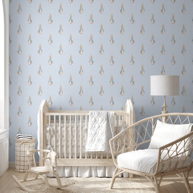 Kleine Peter het Konijn Beatrix Blue Gingham Behang (Kinderen)