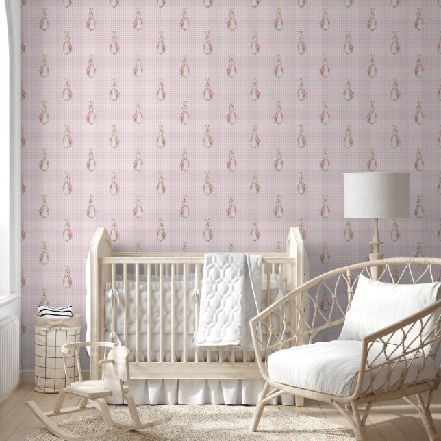 Kleine Peter het Konijn Beatrix Pink Gingham Behang (Kinderen)