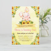 Kleine pignon en zonbloemen verjaardag Uitnodiging (Staand voorkant)