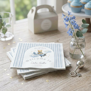 Kleine Piloot Teddybeer Baby Jongens Shower Servet