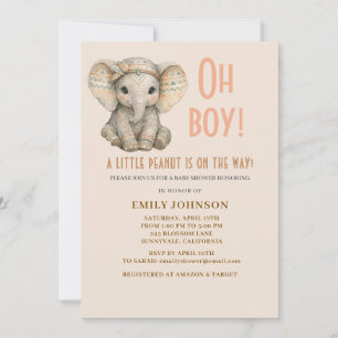 Kleine Pinda Boho Safari Olifant Jongen Baby Showe Kaart