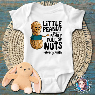 Kleine pinda in een familie vol noten Print Baby Romper