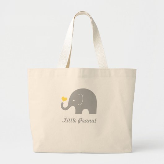 Kleine Pinda Olifant Canvas tas, Geel Hart Grote Tote Bag (Voorkant)