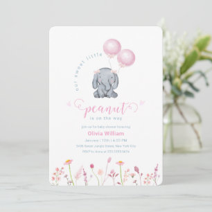 Kleine Pindabloem Ballon Olifant Baby Shower Kaart