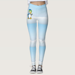 Kleine pinguïn die op sneeuw loopt leggings