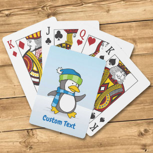 Kleine pinguïn die op sneeuw loopt pokerkaarten