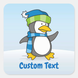 Kleine pinguïn die op sneeuw loopt vierkante sticker