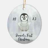 Kleine Pinguïn Eerste Kerstmis Keramisch Ornament (Links)