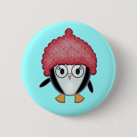 Kleine pinguïn in Red Pet kerstButton Ronde Button 5,7 Cm (Voorkant)