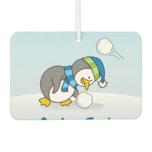 Kleine pinguïn krijgen een sneeuwbal auto luchtver luchtverfrisser