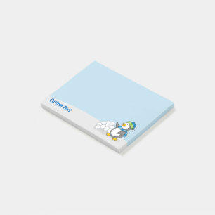Kleine pinguïn met sneeuwballen zwaaien Post-it No Post-it® Notes