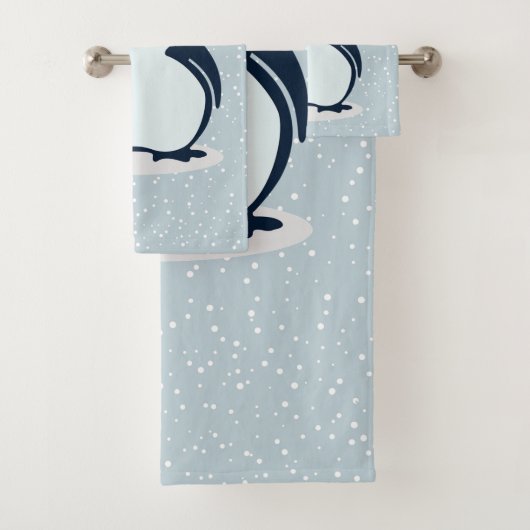 Kleine pinguïn Snowy Design Bath-handdoekset Bad Handdoek (Insitu)