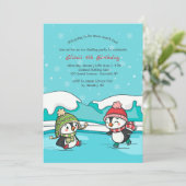 Kleine Pinguïns Schaatsers Uitnodiging (Staand voorkant)