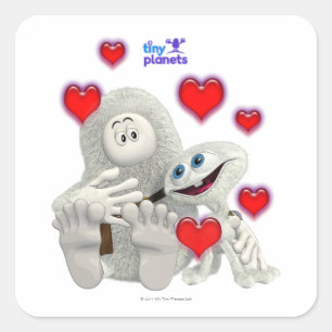 Kleine planeten Alles wat je nodig hebt is liefde Vierkante Sticker