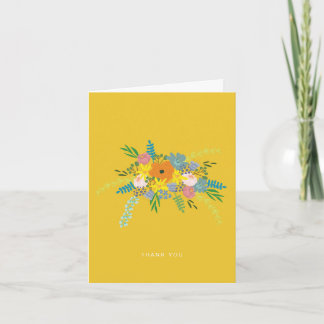 Kleine platte bedankkaart - Geel botanisch Notitiekaartje