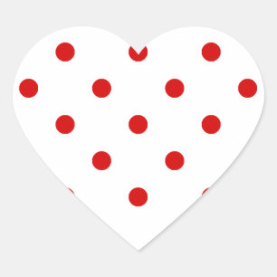 Kleine Polka Dots - Rosso Corsa op Wit Hart Sticker