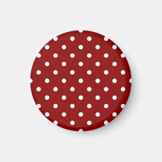Kleine Polka Dots - Wit op Donkerrood Magneet