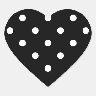Kleine Polka Dots - Wit op Zwart Hart Sticker