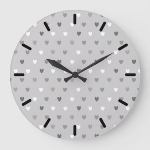 Kleine polka harten in grijze tinten grote klok