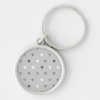 Kleine polka harten in grijze tinten sleutelhanger