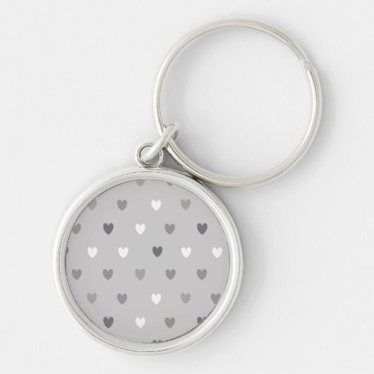 Kleine polka harten in grijze tinten sleutelhanger (Voorkant)