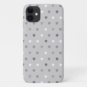 Kleine polka harten in tinten grijs iPhone 11 hoesje