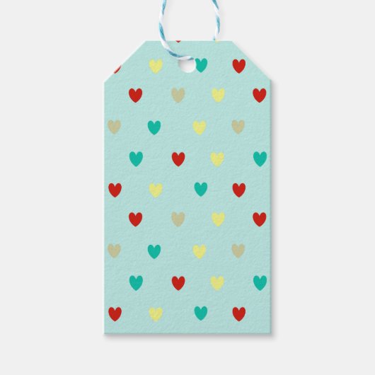 Kleine polka harten op zeebrasem groen cadeaulabel (Voorkant)