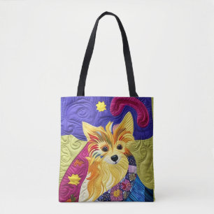Kleine pom Puppy Quilly als design Draagtas