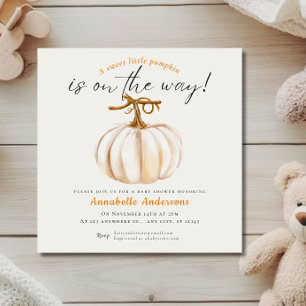 Kleine Pompoen aquarel babyshower uitnodiging