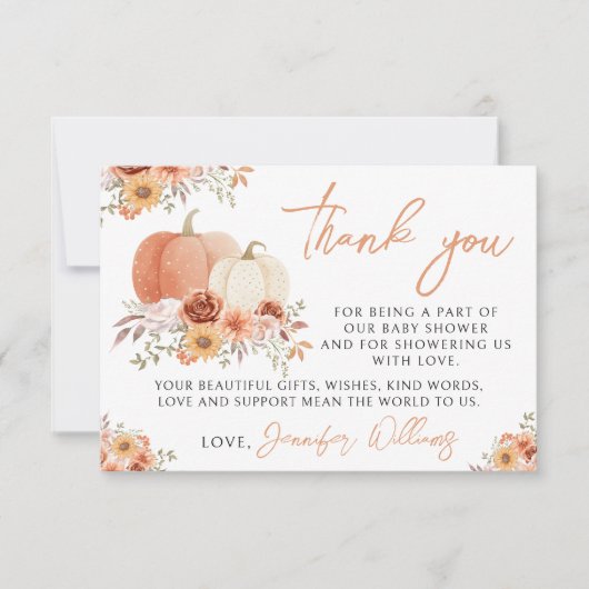 Kleine Pompoen Baby Meisje Douche Dank u kaart (Voorkant)