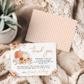 Kleine Pompoen Baby Meisje Douche Dank u kaart