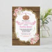 Kleine pompoen baby meisje douche uitnodiging rust (Staand voorkant)