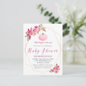 Kleine Pompoen Baby shower Bloemen uitnodigen Uitnodiging Briefkaart (Staand voorkant)