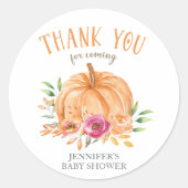 Kleine pompoen Baby shower Dank je wel Ronde Sticker (Voorkant)