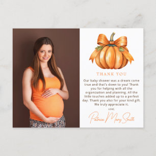 Kleine pompoen Baby shower foto dank u Briefkaart
