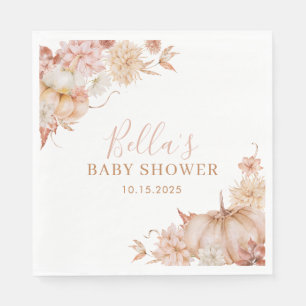 Kleine pompoen Baby shower Herfst roze bloemig Servet