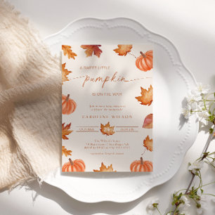 Kleine Pompoen Baby Shower Herfst Verbrand Oranje Kaart
