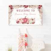 Kleine Pompoen Baby shower Marsala Welkom Banner (Insitu)