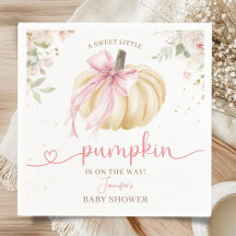Kleine Pompoen Baby Shower Meisje Roze Strik Papie