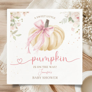 Kleine Pompoen Baby Shower Meisje Roze Strik Papie Servet