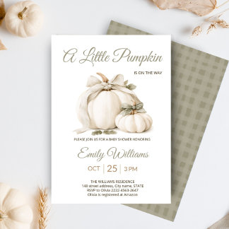 Kleine Pompoen Baby Shower Neutrale Crème Boog Kaart